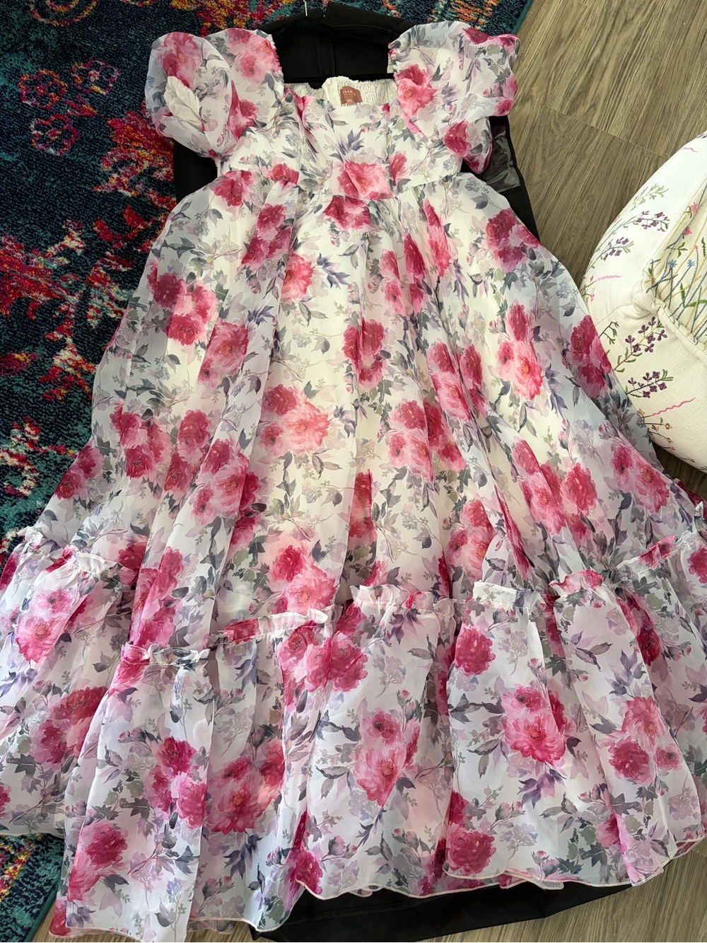 JessaKae Pink Floral Maxi Dress with Puff Sleeves - Picture 3 of 5
